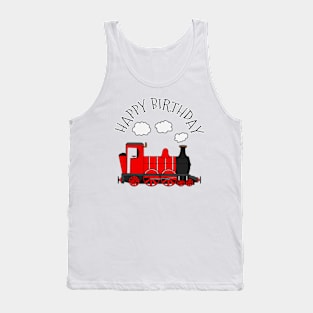 Steam Train Happy Birthday Rail Enthusiast (Red) Tank Top